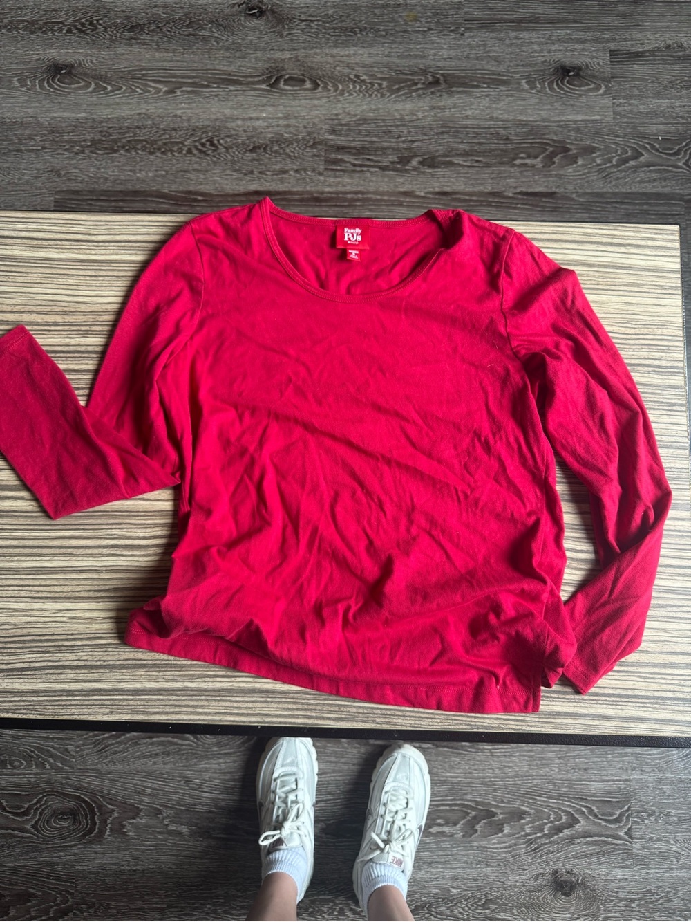 Solid Red Long Sleeve Pajamas Top